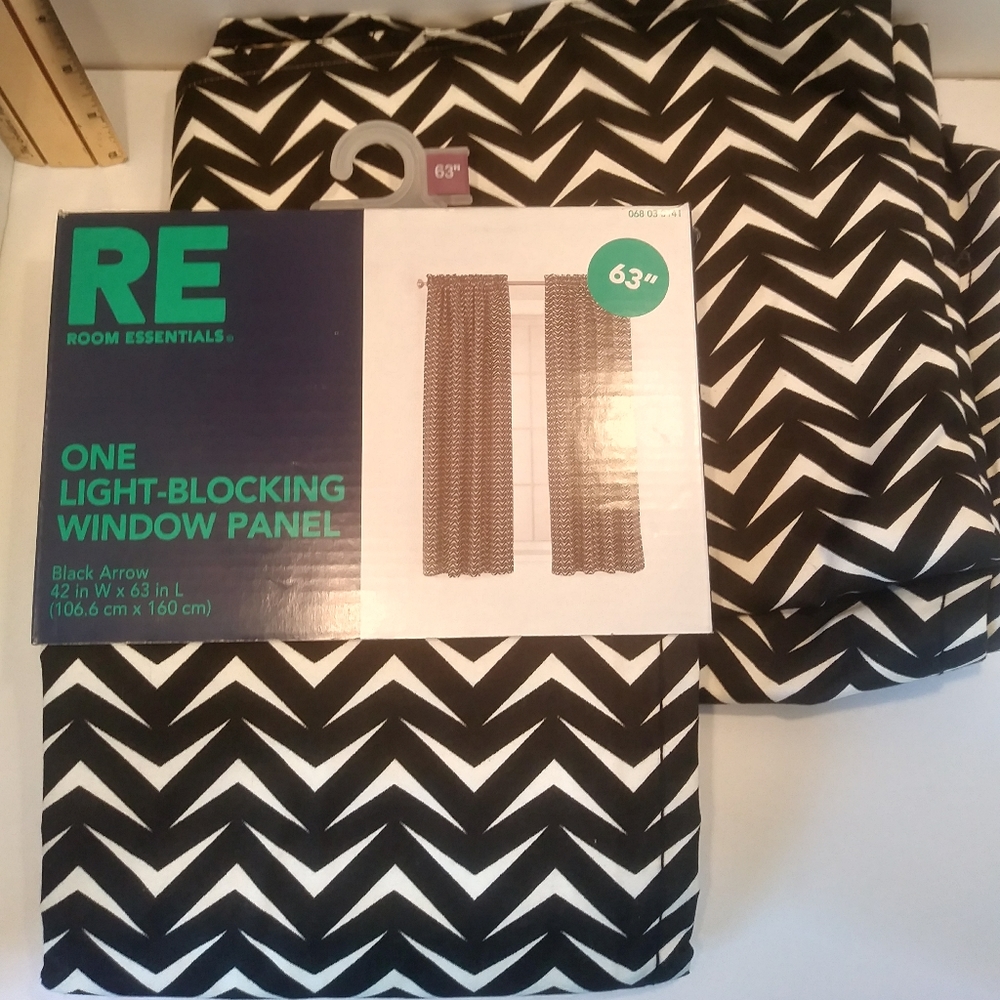 Two 63" Room Essentials Black and White Curtains